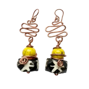 African Mud Clof Bead Earrings